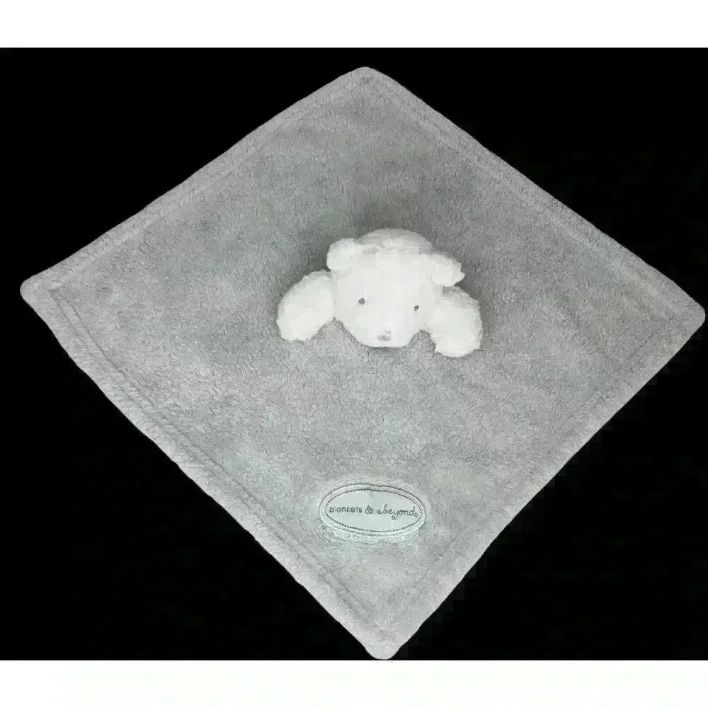 Blankets and Beyond plush bear lovey security blanket gray white